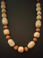 Load image into Gallery viewer, Wooden and Ceramic Beads Necklace with Thread Closure
