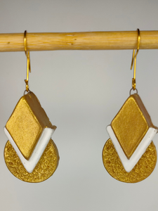 Golden Handcrafted Terracotta Drop Earrings