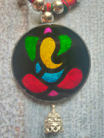 Load image into Gallery viewer, Hand Painted Ganesha on Glass Necklace Set with Thread Closure
