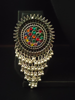 Load image into Gallery viewer, Statement Oxidised Silver Earrings with Colorful Stones and Metal Beads
