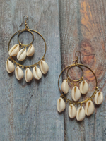 Load image into Gallery viewer, Concentric Circles Gold Finish Shell Earrings
