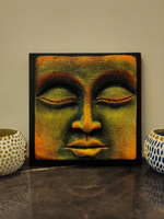Load image into Gallery viewer, Handcrafted Terracotta Clay Buddha Face on a Wooden Frame Wall Decor
