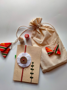 Eco-Friendly Handmade Jute & Cloth Rakhi with Dried Leaves and Flower Petals (Comes with a Reusable Cloth Pouch and Recycled Paper Card)