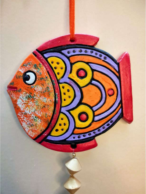 Handmade and Hand-Painted Orange Fish Terracotta Wall Hanging – A Local  Tribe