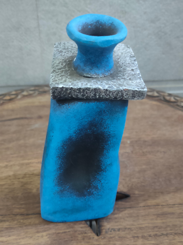 Blue & Silver Handcrafted Modern Terracotta Clay Pot