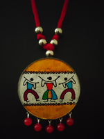 Load image into Gallery viewer, Hand Painted Tribal Motifs on Glass Necklace Set with Thread Closure
