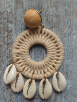 Load image into Gallery viewer, Woven White Rope and Shell Earrings
