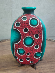 Turquoise & Red Handcrafted Modern Terracotta Clay Pot