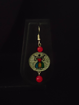 Hand Painted Tribal Motifs on Glass Necklace Set with Thread Closure