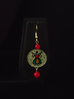 Load image into Gallery viewer, Hand Painted Tribal Motifs on Glass Necklace Set with Thread Closure
