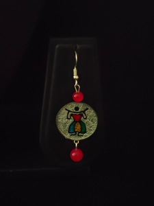 Hand Painted Tribal Motifs on Glass Necklace Set with Thread Closure