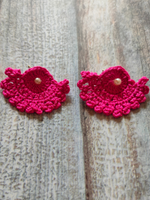 Load image into Gallery viewer, Fuchsia Hand Knitted Crochet Half-Moon Earrings
