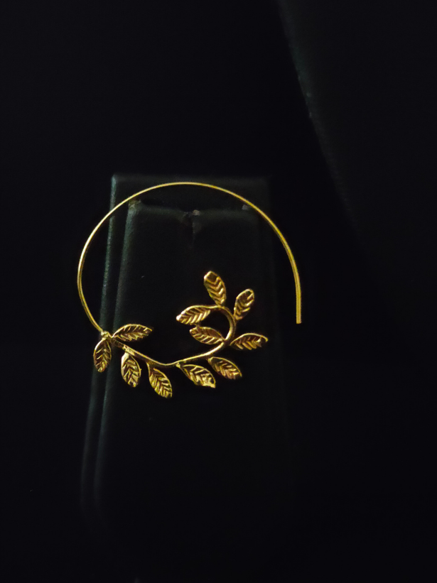 Flower Shape Gold Finish Metal Earrings