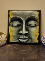 Load image into Gallery viewer, Handcrafted Terracotta Clay Buddha Face on a Wooden Frame Wall Decor
