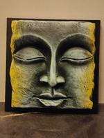 Load image into Gallery viewer, Handcrafted Terracotta Clay Buddha Face on a Wooden Frame Wall Decor
