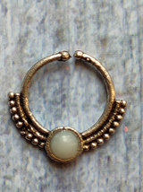 Four Stone Studded Oxidised Silver Septum Nosepins