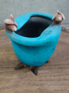 Sky Blue Birds Motif Handcrafted Modern Terracotta Clay Pot