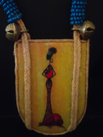 Load image into Gallery viewer, Woman Printed Pure Marble and Jute Necklace Set with Ghungroo

