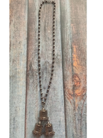 Load image into Gallery viewer, Long Chain Oxidised Silver Necklace with Jhumka pendant
