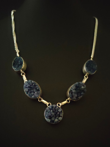 Blue Sugar Druzy Gemstone Handmade Necklace 18'' to 24''