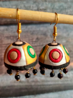 Load image into Gallery viewer, Set of 2 Jhumka and Dangler Terracotta Clay Earrings

