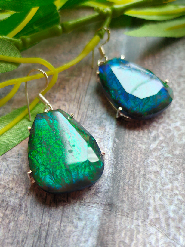 Green Natural Gemstone Dangler Earrings
