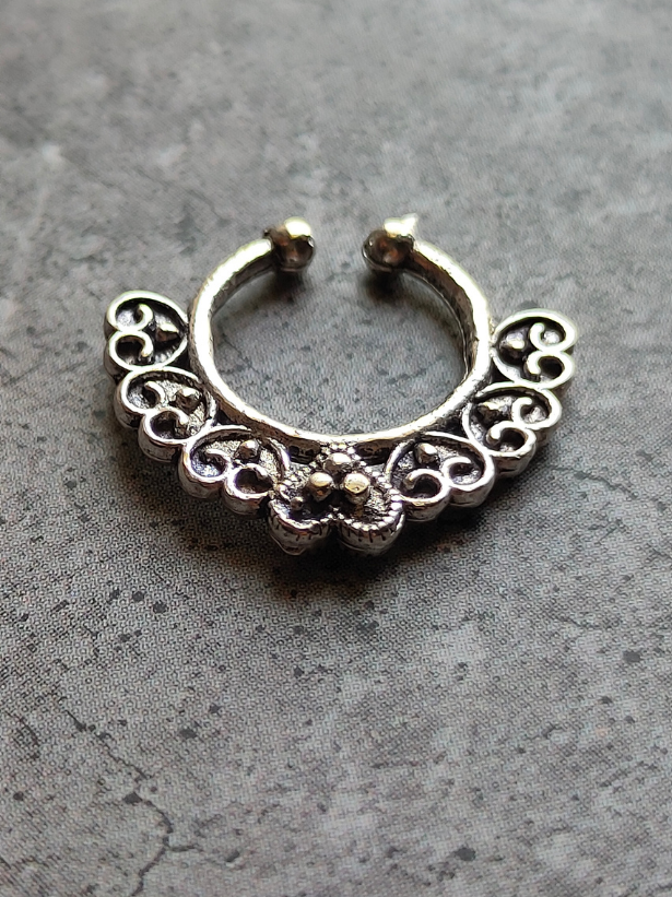 Three Oxidised Silver Tribal Septum Nosepins