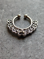 Load image into Gallery viewer, Three Oxidised Silver Tribal Septum Nosepins
