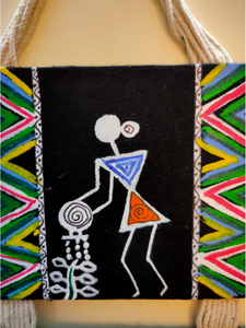 Handmade and Hand-Painted Tribal Motifs Fabric Wall Hanging