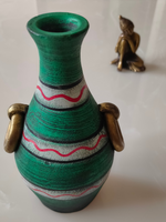 Load image into Gallery viewer, Sea Green with Golden Accents Handcrafted Traditional Terracotta Clay Pot
