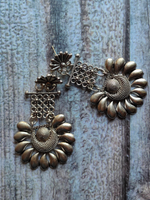 Load image into Gallery viewer, Oxidised Silver Long Mesh Flower Shaped Earrings

