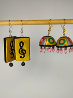 Load image into Gallery viewer, Set of 2 Handcrafted Terracotta Clay Earrings
