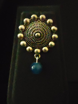 Glass Beads and Statement Metal Pendant Necklace Set