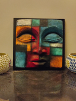 Load image into Gallery viewer, Handcrafted Terracotta Clay Buddha Face on a Wooden Frame Wall Decor
