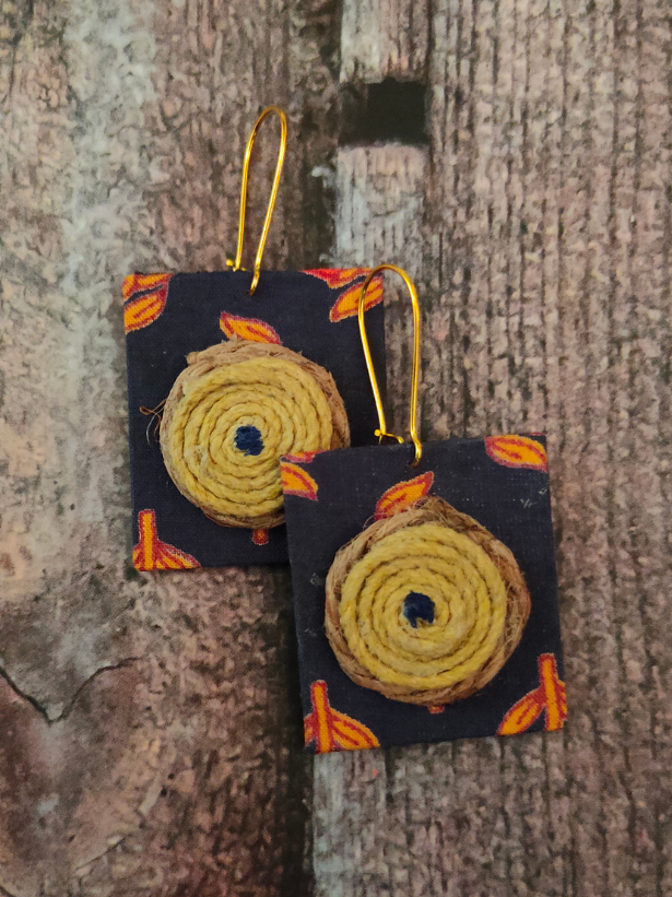 Wooden Beads, Fabric and Jute Work Necklace Set with Thread Closure