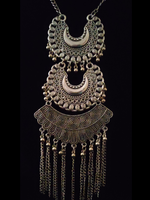Load image into Gallery viewer, Long Chain Oxidised Silver Tribal Necklace Set
