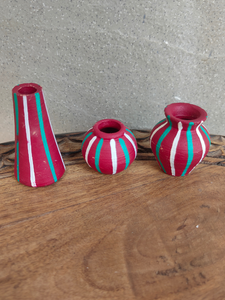 Set of 3 Small Handcrafted Terracotta Clay Pots