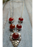 Load image into Gallery viewer, Natural Carnelian Gemstone Silver Plated Necklace 18&quot; To 20&quot;
