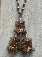 Load image into Gallery viewer, Long Chain Oxidised Silver Necklace with Jhumka pendant

