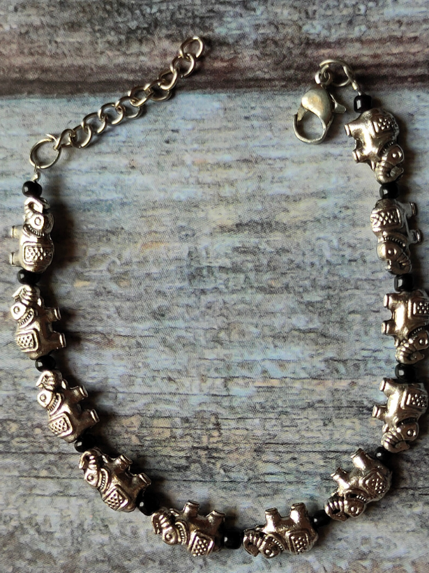 Elephant German Silver Anklet