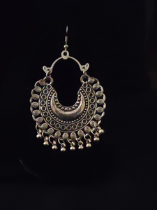 Long Chain Oxidised Silver Tribal Necklace Set