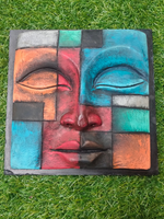 Load image into Gallery viewer, Handcrafted Terracotta Clay Buddha Face on a Wooden Frame Wall Decor
