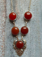 Load image into Gallery viewer, Natural Carnelian Gemstone Silver Plated Necklace 18&quot; To 20&quot;
