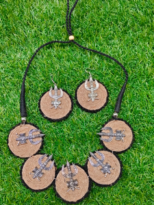 Trishul Jute and Fabric Necklace Set