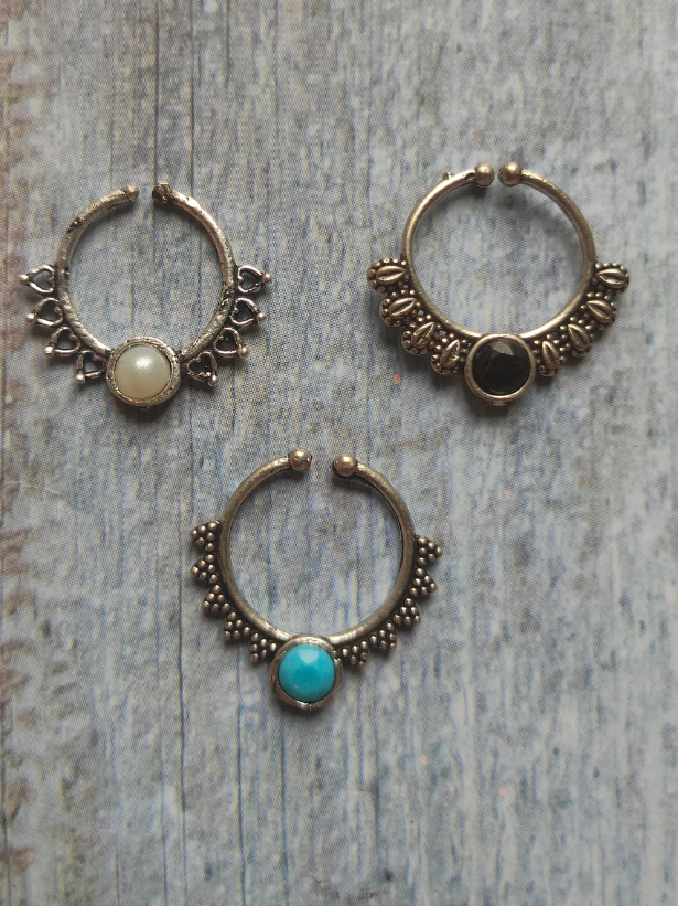 Set of Three Oxidised Silver Septum Nosepins