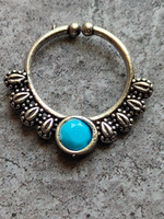 Load image into Gallery viewer, Three Oxidised Silver Stone Studded German Silver Septum Nosepins
