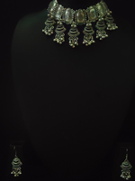 Load image into Gallery viewer, Intricately Crafted Choker Necklace with Metal Beads Danglers
