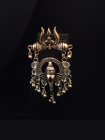 Load image into Gallery viewer, Trishul and Elephant Motif Metal Dangler Earrings
