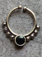 Load image into Gallery viewer, Three Oxidised Silver Stone Studded German Silver Septum Nosepins
