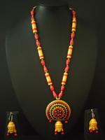 Load image into Gallery viewer, Handcrafted Buddha Terracotta Necklace Set
